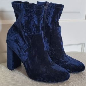 MOSSIMO SUPPLY CO. Blue Crushed Velvet Ankle Boots